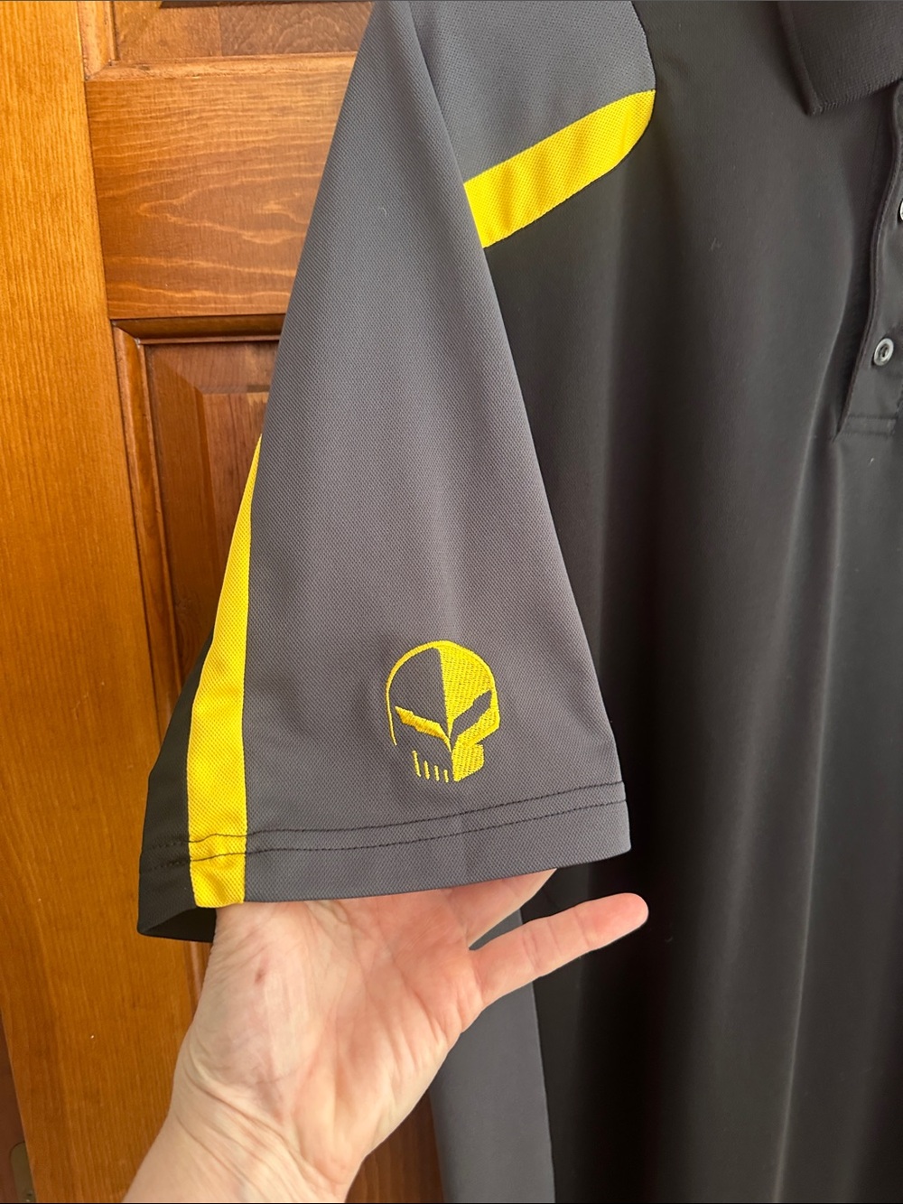 Men’s Black & Gray Polo with Yellow Accents - Picture 5 of 6
